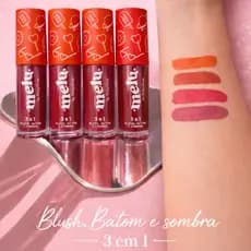 Blush, Batom e Sombra 3x1 Melu - Ruby Rose Original