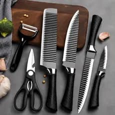 Kit Jogo de 6 Facas Profissionais em Aço Inoxidável, Durável Antiferrugem e Anticorrosão, Conjunto de Cozinha