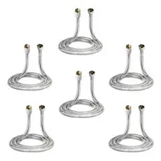 Kit 6 Engate Flexível Mangueira Chuveiro 1,50m Cromado Inox Cromado