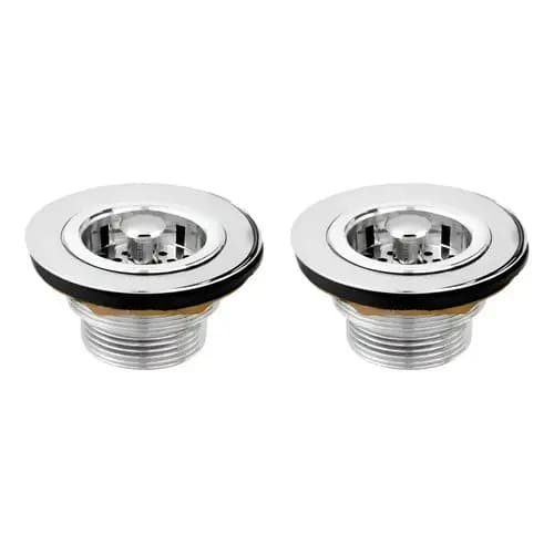 Kit 2 Válvula Americana Pia Cozinha 3.1/2 Metal Cromada Prateado Cromado