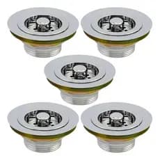 Kit 5 Válvula Americana Pia Cozinha 3.1/2 Metal Cromado Prateado Cromado
