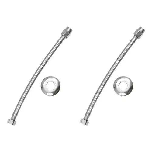 Engate Flexível 2 Unidades Mangueira Trançado Aço Inox 40cm Prateado Brilhante