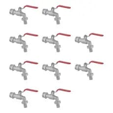 Kit 10 Torneira Esfera Jardim Quintal Tanque 3/4 X 1/2 Metal
