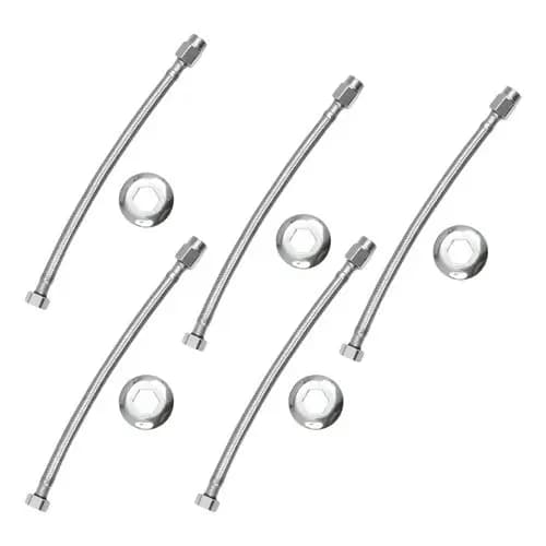 Engate Flexível 5 Unidades Mangueira Trançado Aço Inox 60cm Prateado Brilhante