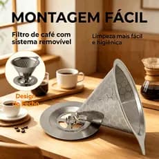 Coador de Café Inox 101/102/103 | Filtro Reutilizável Sem Necessidade de Papel