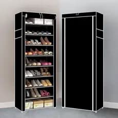 Sapateira Organizadora com 9 Prateleiras para Organizar Sapatos Calçados Chinelos Roupas Objetos 24 Pares - Black