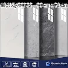 10/15/20PCS Placas Adesivas Mármore Parede Autocolante 3D Porcelanato 30 cm x 60 cm Cobrindo 1.8/2.7/3.6m²