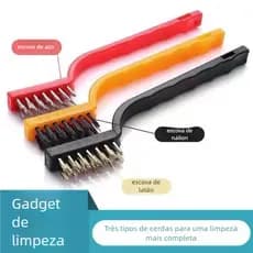 Escova Multiuso Forno Grelha – 3 UN, Aço Latão Nylon, Limpeza Fogão