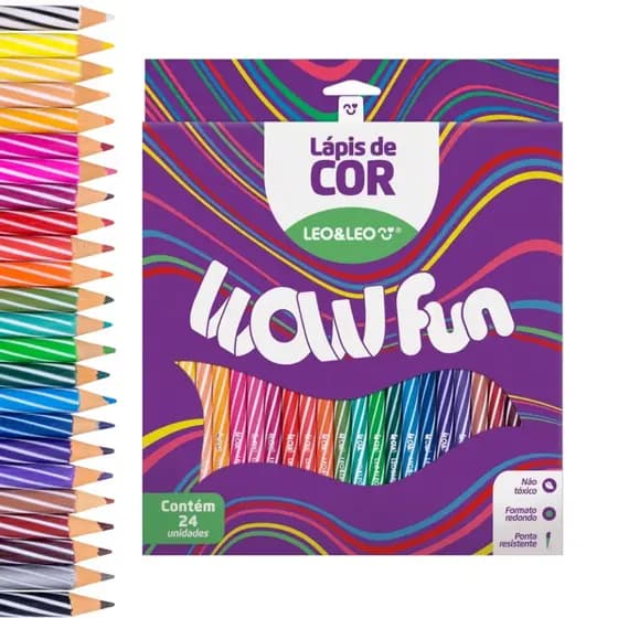 Lapis De Cor Redondo Leo&Leo Wow Fun 12 Cores ou 24 cores