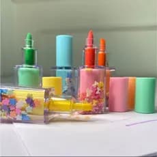 Kit Marca Texto Formato Esmalte Tons Pastel c/ 5 Cores – Caneta Marca Texto Criativa Importada Blister