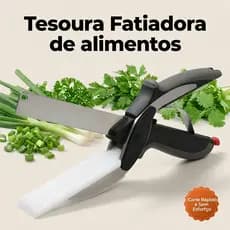 Tesoura Fatiadora de Alimentos Oikos Inox Multi Lâminas Para Temperos Legumes Frutas Queijos e Mais