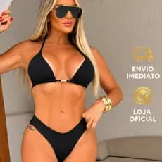 Biquíni Poliamida Cortininha Asa Delta Forro Duplo Bojo Removivel Do P ao GG PROMOÇÃO