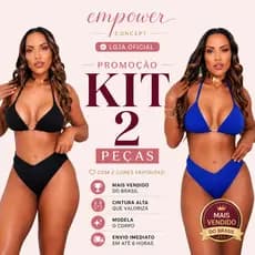 Kit 2 Biquíni Calcinha Asa Delta Cintura Alta Top Cortininha PROMOÇÃO