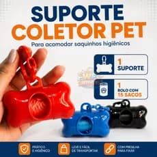 Suporte Coletor Pet com Presilha para Fixar + 1 Rolo 15 Sacos Higiênicos