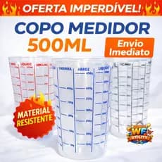 Copo Medidor 500ml Graduado Alta Precisão Plástico Resistente Cozinha
