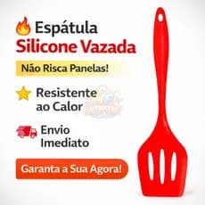 Espátula Vazada Silicone Premium | Utensílio Resistente que Não Danifica Panelas