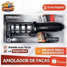 Amolador de Facas 3 em 1 Fácil e Rápido Ideal para Cozinha em Inox