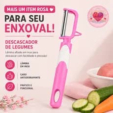 Descascador de Legumes Rosa em Inox – Prático, Afiado e Ideal para Seu Enxoval