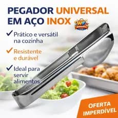 Pegador Universal 20cm em Aço Inox Premium Resistente Multiuso para Cozinha e Churrasco