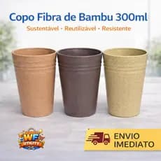 KIT 3 COPOS BAMBU 300ML – NÃO QUEBRA | LEVE | IDEAL PARA DIA A DIA