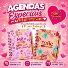 Agenda Dia das Mães 14x18 + Caneta 70 Folhas Espiral Presente Perfeito Delicada Linda Envio Imediato