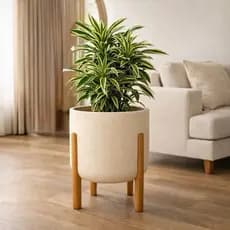 Vaso Decorativo Com Pé De Madeira Nórdico Cachepot Para Plantas Sala Escritório Decoração Moderna