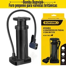 Bomba de Ar Compressor Encher Pneu Manual Pedal com Bicos para Bicicleta Bola e Moto