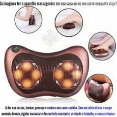 Almofada Massageadora Elétrica Bivolt OIH-5353 Oásis Market Com Aquecimento 3D Para Lombar Costas e Pescoço
