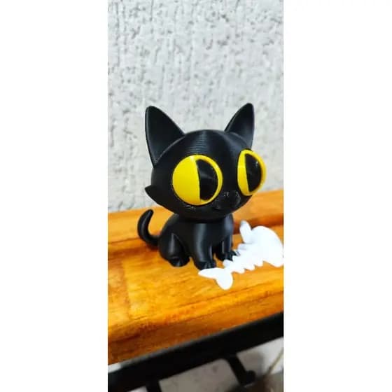 Gato preto Kawaii-Gato Decorativo-Gato Geek-Gato Preto Decorativo-Gato Estilo Geek-Gato Criativo-Decoração Geek