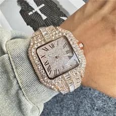 Relógio masculino de alta qualidade com diamante completo, três pontos, multifuncional, moderno, relógio de quartzo, esp