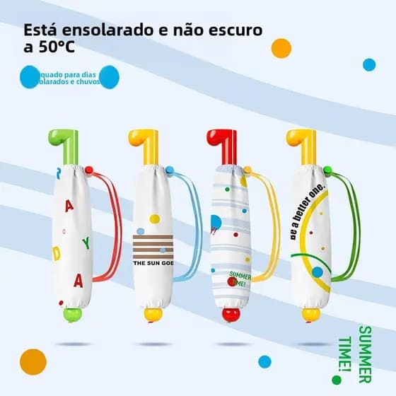 Guarda-chuvas projetados para estudantes, função dobrável e à prova de ultravioleta, adequado para dias ensolarados, dia