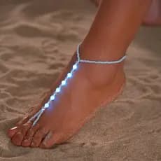 Corrente ajustável para dedos femininos, estilo boêmio de praia de verão, equipada com contas luminosas e contas de arro