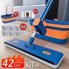 Kit 9 Peças Esfregão Lazy Mop Grande Placa Novo Sem Torcer Manualmente Para Uso Doméstico