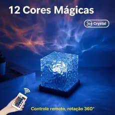 Projetor noturno giratório de acrílico com 12 luzes criativas em forma de ondulação Iluminador de cristal em forma de on