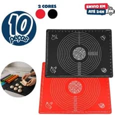 Kit 10 ou 05 Tapete De Silicone Culinário Antiaderente Para Abrir Massa Confeitaria