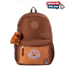 Mochila Escolar Infantil Capivara Com Chaveiro Pelúcia Capivara