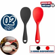 Kit 2 Colheres Silicone Premium Cabo Curto Resistente ao Calor Ideal para Restaurante, Buffet e Cozinha