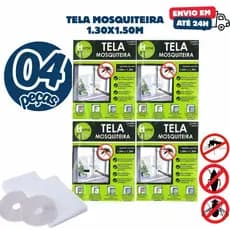 Kit 04/03/02 Tela Mosquiteira Janela 1,30x1,50 Ajustável com Velcro Anti Mosquito Pernilongo Dengue e Insetos