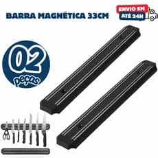 Kit 02 Barras Magnéticas 33cm Porta Facas de Parede Organizador Cozinha Profissional