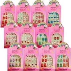 Kit 144 Unhas Postiça Infantil 12 Caixas （1caixa com 12 unhas）Contém Comprimidos de cola sólida