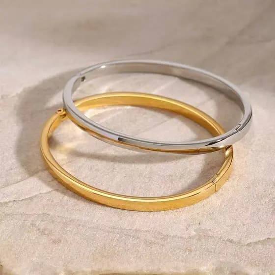 Bracelete Feminino Liso Moda Blogueira Mulher Elegante Pra Presente  Aço inoxidável
