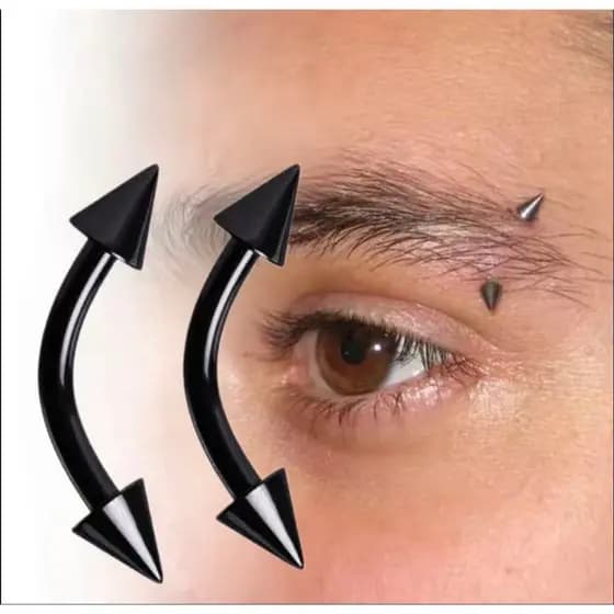 SUSU-Óculos KIT 3 Peças 316L/Piercing Curvo Spike preto vertical labret sobrancelha - Aço cirúrgico 6,8,10MM