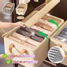 Caixa de Armazenamento para Guarda-Roupa Dobrável Tampa Bege 47x28x20cm