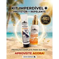 Protetor Solar 70 FPS 120ml + Spray Repelente de Insetos 120ml Ecenzya Gold