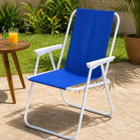 Cadeira de Praia Dobrável Área Externa Varanda Jardim Aço
