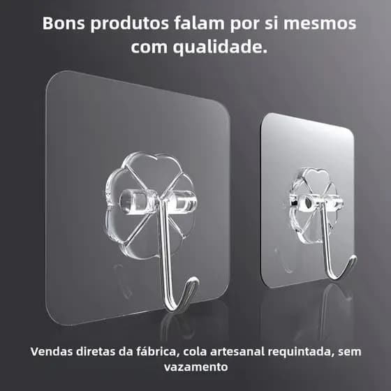 2/4/6/8/10/15 Gancho Adesivo Parede Multifuncional Transparente Autocolante Metálico Premium