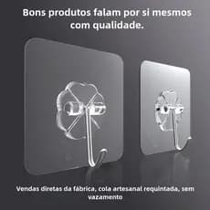 2/4/6/8/10/15 Gancho Adesivo Parede Multifuncional Transparente Autocolante Metálico Premium