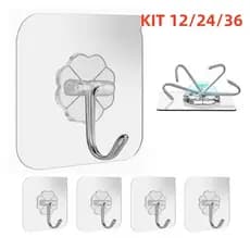 Kit 12/24/36 Ganchos Adesivos Parede Multi Funcional Autocolante Casa Cozinha Quarto Banheiro Organizado
