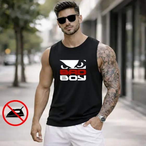Regata Masculina Machão Bad Boy NV Oversized Longline Fitness Camiseta Academia