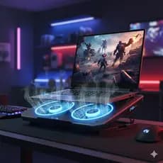 Suporte para Notebook com Cooler Duplo Base Refrigerada Silenciosa Led Gamer USB Ajustável 10" à 17"